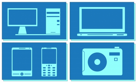 set computer, tv, photo and smartphone objectsのイラスト素材