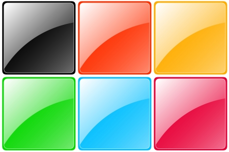 set of colorful glossy buttons - black, red, yellow, green, blue, pinkのイラスト素材
