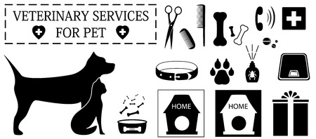 set isolated veterinary objects for pet careのイラスト素材