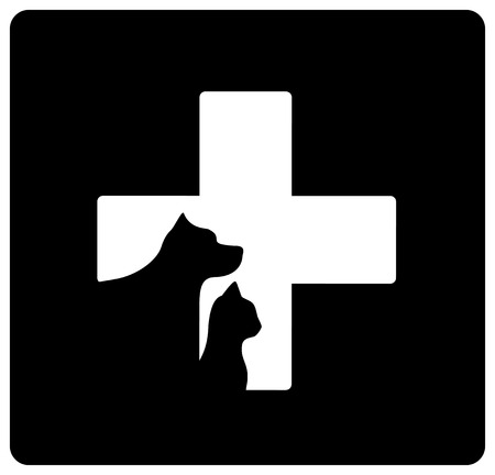 black veterinary care icon with pet white silhouetteのイラスト素材