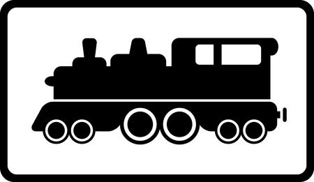isolated black train on white background and frameのイラスト素材