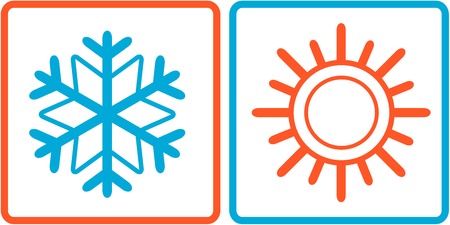 isolated snowflake and sun icons on frameのイラスト素材
