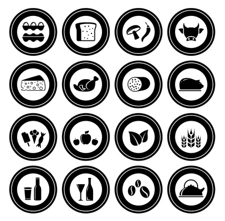 big black isolated food on plate setのイラスト素材