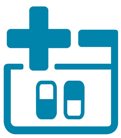 blue medical icon with pills and cross silhouetteのイラスト素材