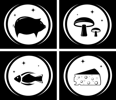 isolated food black icons set - icebox symbolのイラスト素材