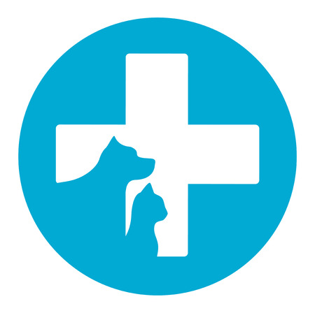blue veterinarian medicine icon with pet for veterinary helpのイラスト素材