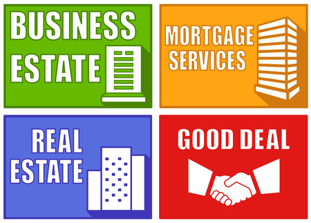 set colorful real estate emblems with house silhouetteのイラスト素材