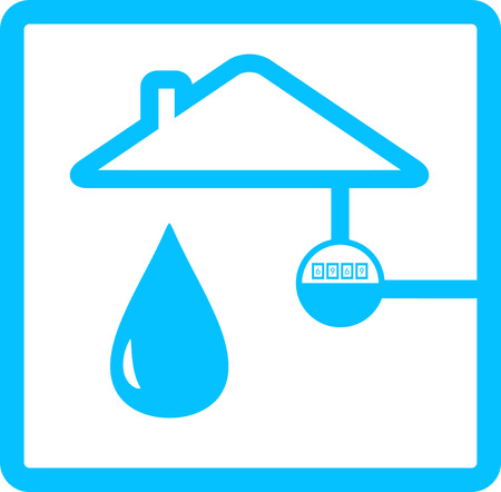 blue icon with pipeline meter and drop of waterのイラスト素材