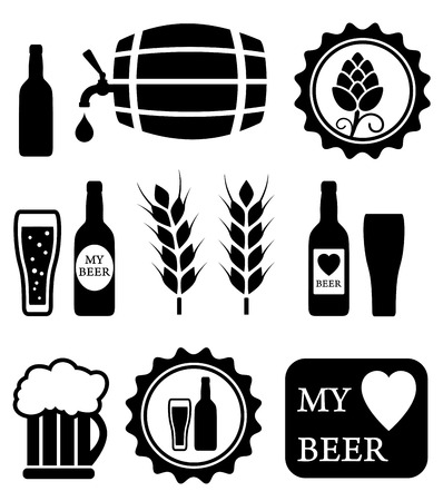 beer isolated objects set on white backgroundのイラスト素材