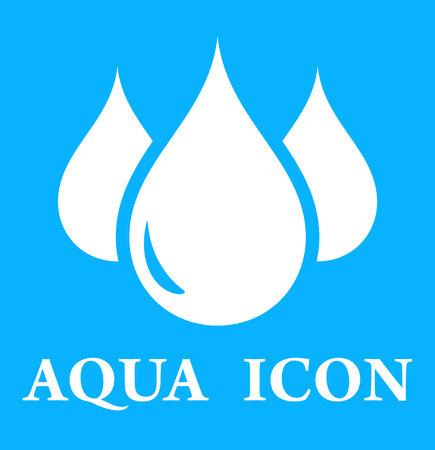 blue icon with three droplet silhouette on blue backgroundのイラスト素材