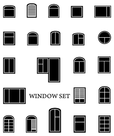 black isolated window set on white backgroundのイラスト素材