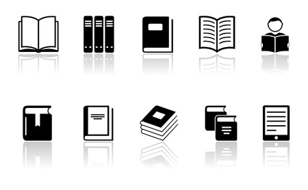 isolated black book icons set on white backgroundのイラスト素材