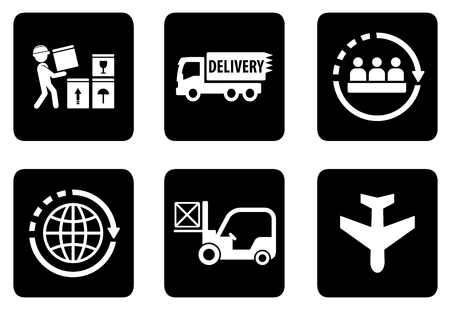 set of black concept icons for delivery industryのイラスト素材