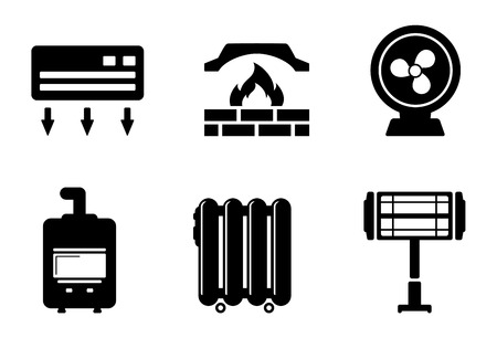 six isolated black heat icons on white backgroundのイラスト素材