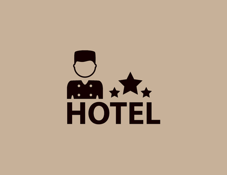 isolated concept hotel symbol with porter silhouetteのイラスト素材