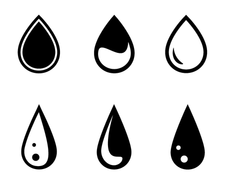 isolated black water drops set on white backgroundのイラスト素材