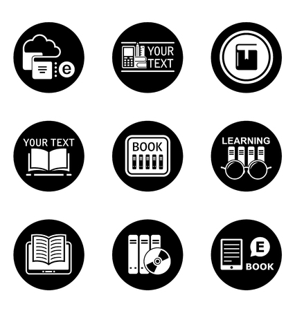 Book learning concept round icons.のイラスト素材