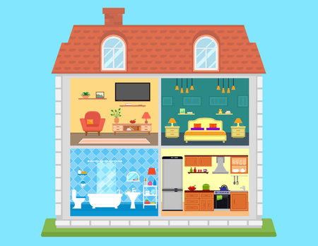 Family home in cutのイラスト素材