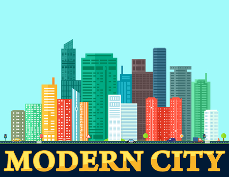 modern colorful city backgroundのイラスト素材