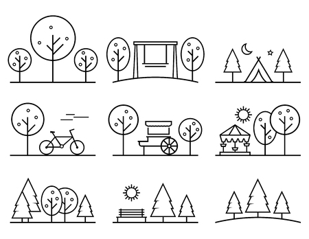 Set of outline design iconsのイラスト素材