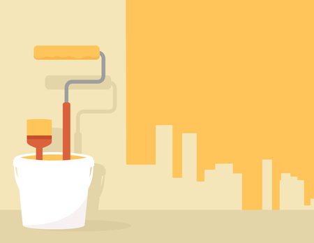 repair room interion illustration. painting or improvement home apartmentのイラスト素材