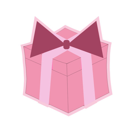 pink gift wrapping with a ford bow and pink ribbons, in flat styleのイラスト素材