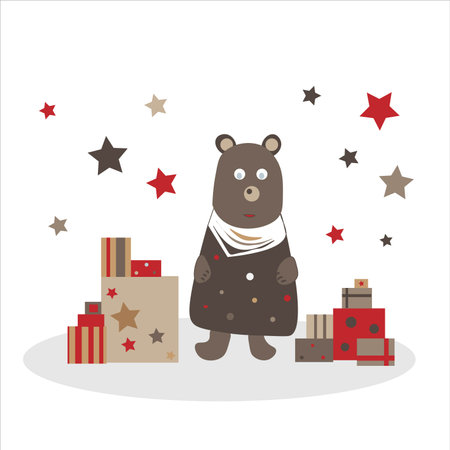 teddy bear with giftsのイラスト素材