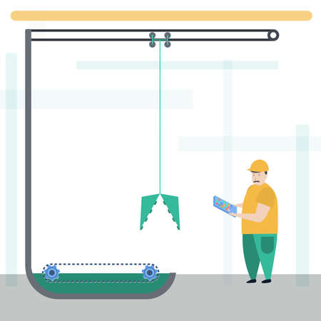 Man is controlled on the line. Vector illustrationのイラスト素材