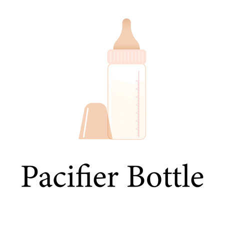Baby bottle with pacifier and scale. Linear icon for milk, water and mixture baby...