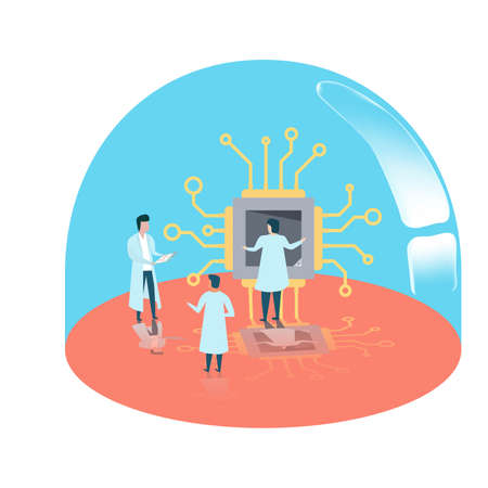 business technology cloud computing service concept and with developer team working conceptのイラスト素材