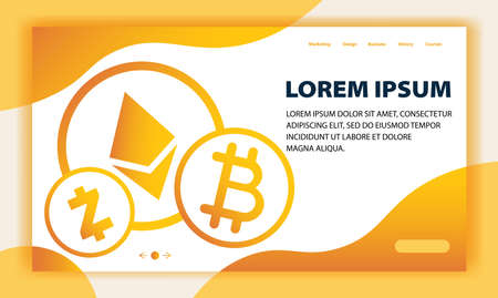 Modern flat web page design template concept of Cryptocurrency Exchange decorated people character for website and mobile website development. Flat landing page template. Vector illustrationのイラスト素材