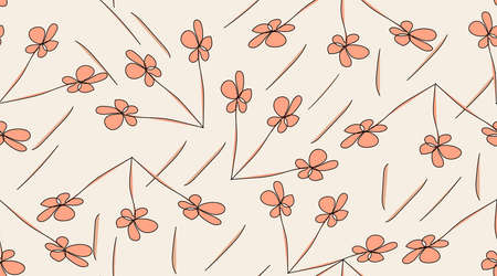 Seamless floral pattern. Modern pattern with flowers for textile, wrapping paper or background. Flat vector illustrationのイラスト素材