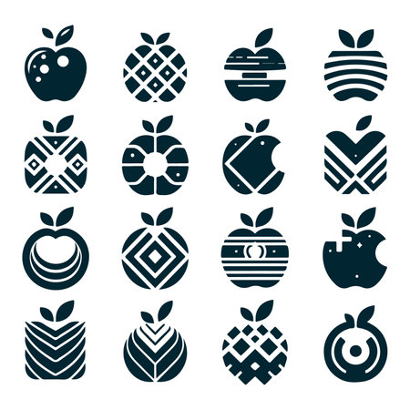 apple icons set, simple design editable stroke vector illustration.のイラスト素材