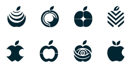 Apple vector icons set. Collection of apple vector icons for web designのイラスト素材