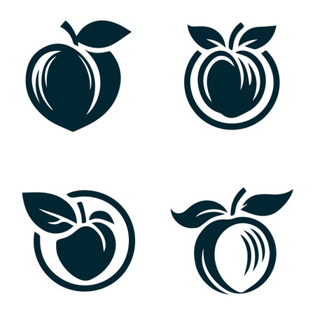 peach logo vector icon illustration design template black and white - vectorのイラスト素材