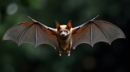 Bat hanging on a tree in the rainforest of Belize.の素材
