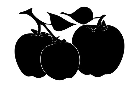 Black silhouettes of tomatoes on a white background. Vector illustration.のイラスト素材