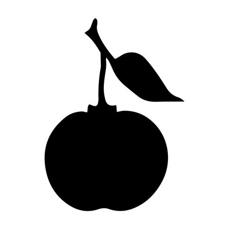 Black silhouette of a cherry on a white background. Vector illustration.のイラスト素材