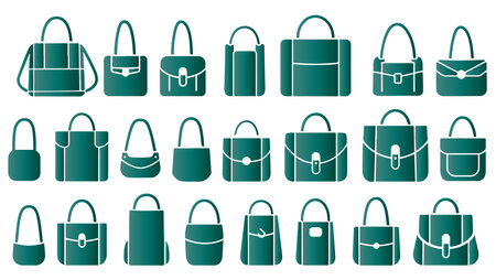 Illustration of a set of handbags on a white background.のイラスト素材