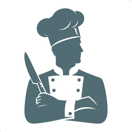 Chef with a knife icon on white background. Vector illustration.のイラスト素材