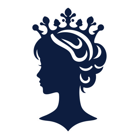 Silhouette of a beautiful woman with a crown on her headのイラスト素材