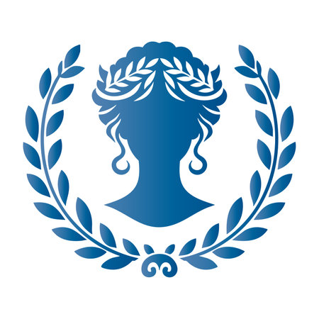Emblem of beauty salon with woman silhouette and laurel wreathのイラスト素材