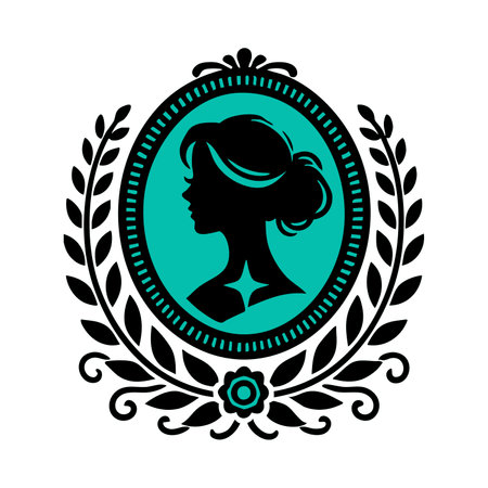 beautiful woman silhouette in heraldic shield isolated icon vector illustration designのイラスト素材