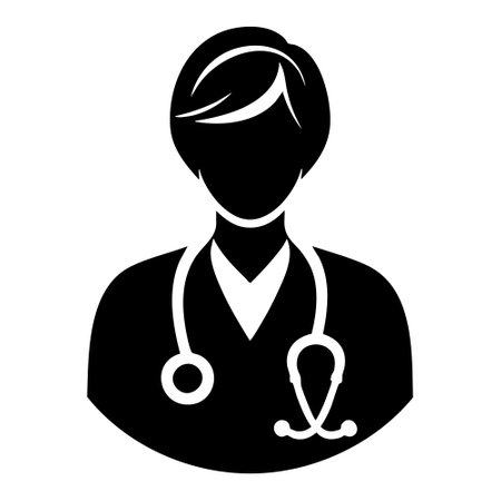 Doctor icon vector male person profile avatar symbol for medical and healthcare in a glyph pictogram illustrationのイラスト素材