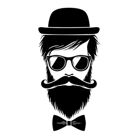 hipster man with mustache and bow tie icon image vector illustration designのイラスト素材