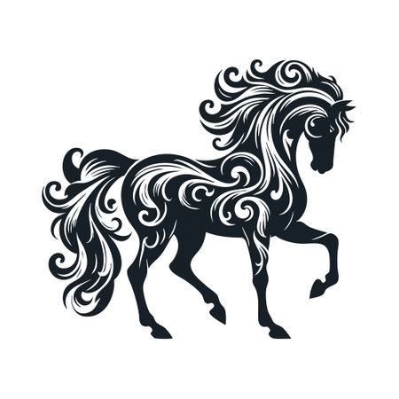 Horse silhouette on a white background. Vector illustration for your designのイラスト素材