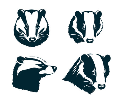 Set of badge head icons. Vector illustration isolated on white background.のイラスト素材