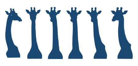 Giraffe silhouettes isolated on white background. Vector illustration.のイラスト素材