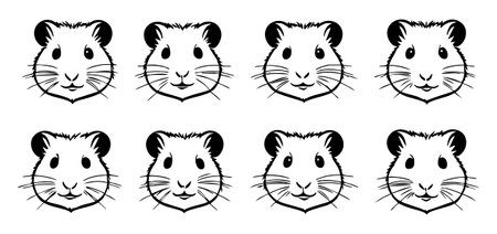 Hamster icons set. Black and white illustration of hamster icons for web designのイラスト素材