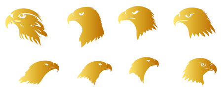 Eagle head set. Vector illustration isolated on a white background.のイラスト素材